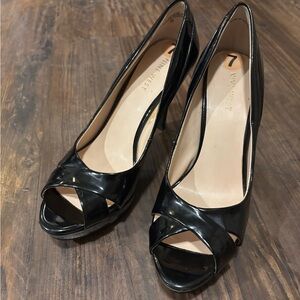 Nine West Gessabel Black Peep Toe Heels